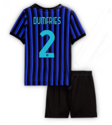 Inter Milan Denzel Dumfries #2 Prima Maglia Bambino 2025-26 Manica Corta (+ Pantaloni corti)